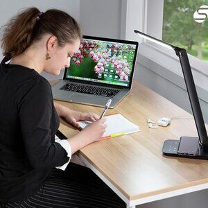 Hampton Bay Black Wireless Charging Indoor Table Lamp 5 Light Settings.